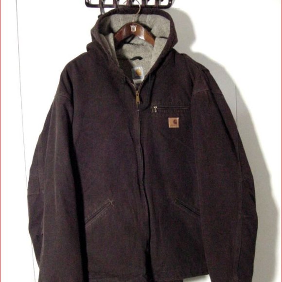 Carhartt Brown Cotton Zip Hoodie Insulated Jacket Sz 4XL